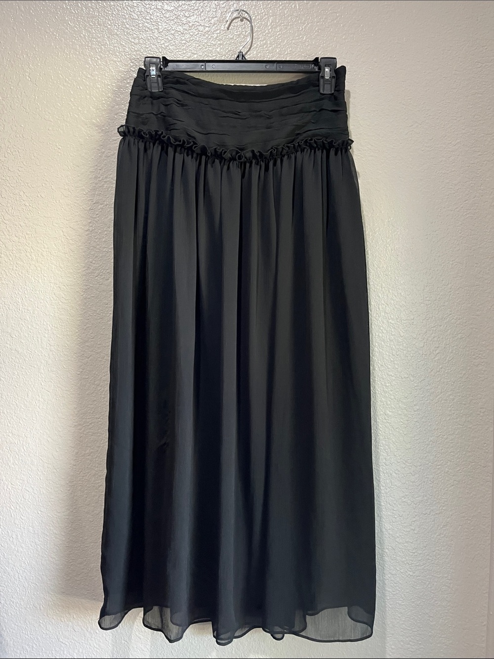 Future Collective Elegant Black Maxi Skirt Ruched Waist Sz 8 Whimsigoth TC0073